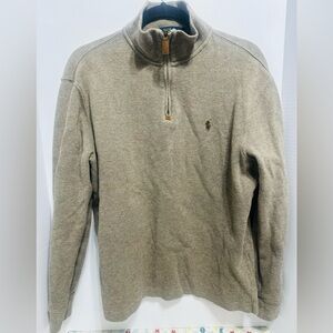 Polo by Ralph Lauren Mens 1/4 Zip Mock Turtleneck Long Sleeve Brown Sweater Med